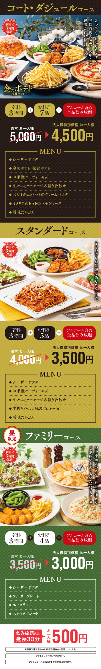 コート・ダジュール パーティーメニュー